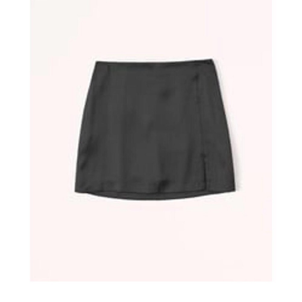 Abercrombie & Fitch Black Satin Mini Skirt With Slit